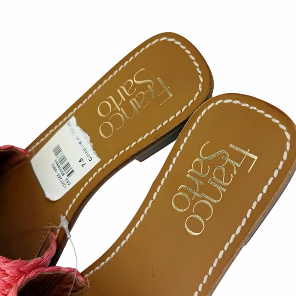 FRANCO SARTO Tina 5 Sandals Coral Pink Raffia Slip On Shoes NEW Women’s Size 7.5 - Picture 5 of 8